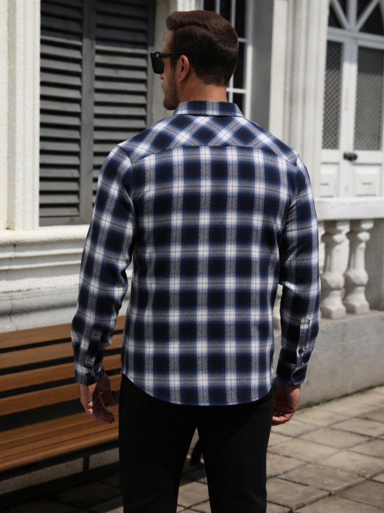 Lightweight Plaid Long Sleeve Flannel Button Down Shirt (US Only)