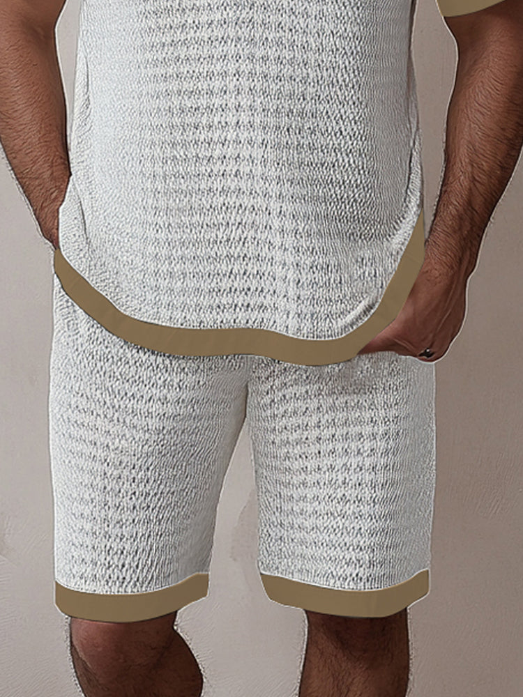 Trendy Contrast Trim Knit Casual Set