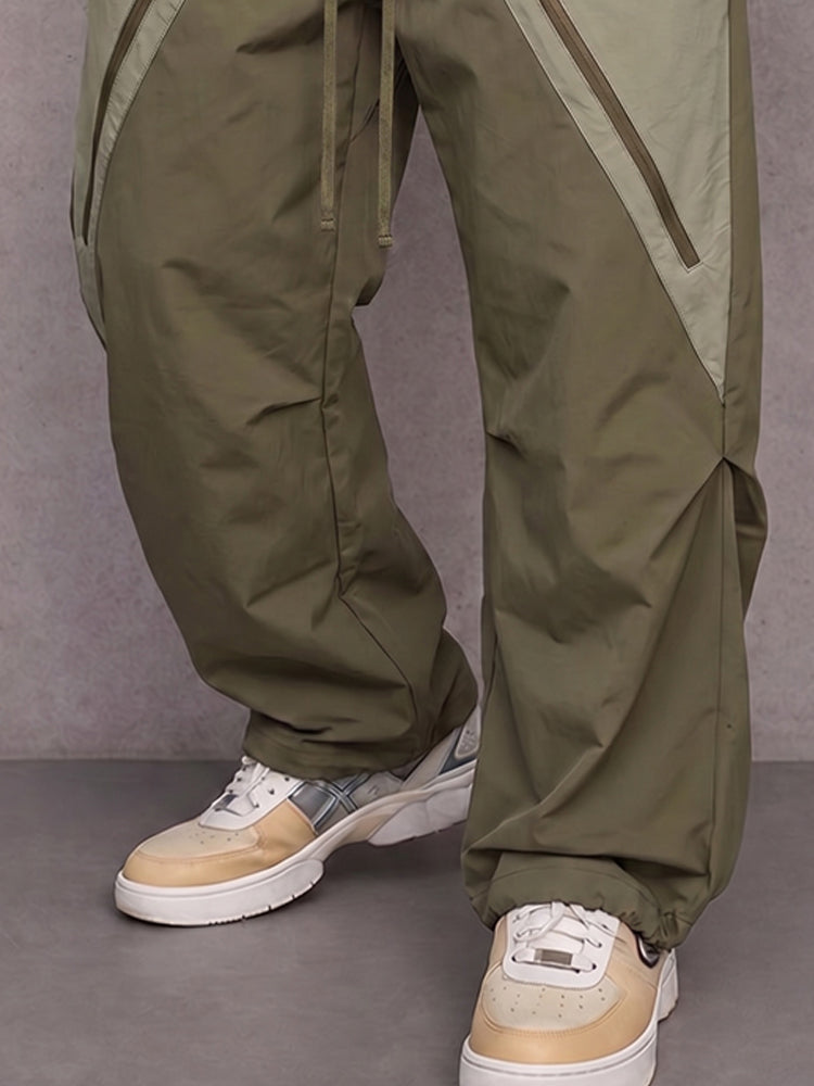 Versatile Utility Contrast Zipper Pockets Cargo Pants