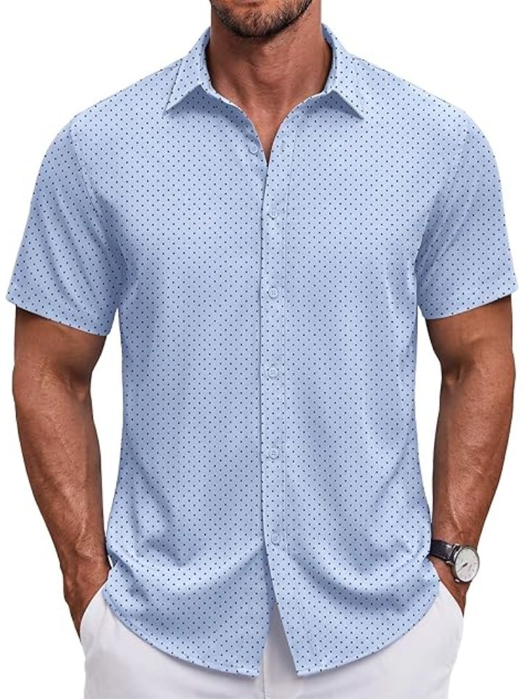 Men's Short Sleeve Casual Button-Down Shirt (US Only)