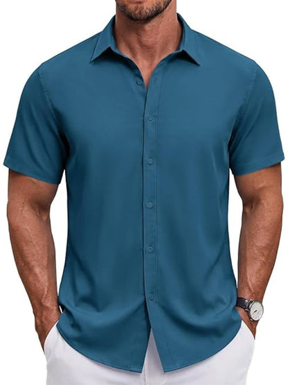 Men's Short Sleeve Casual Button-Down Shirt (US Only)