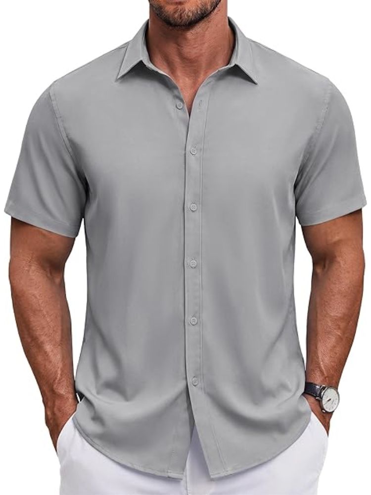 Men's Short Sleeve Casual Button-Down Shirt (US Only)