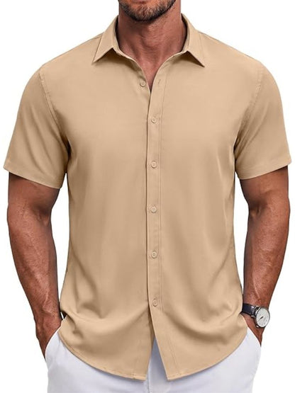 Men's Short Sleeve Casual Button-Down Shirt (US Only)