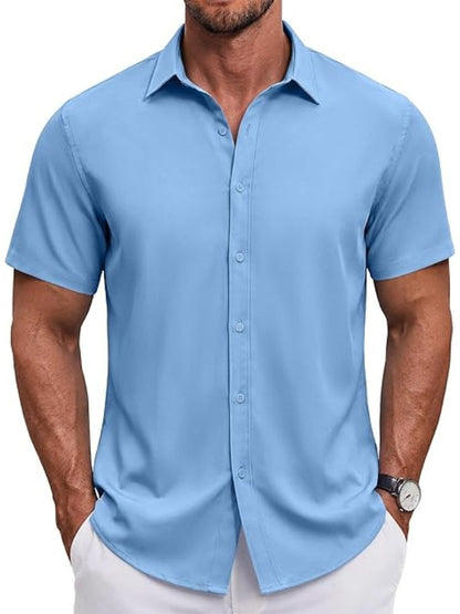 Men's Short Sleeve Casual Button-Down Shirt (US Only)