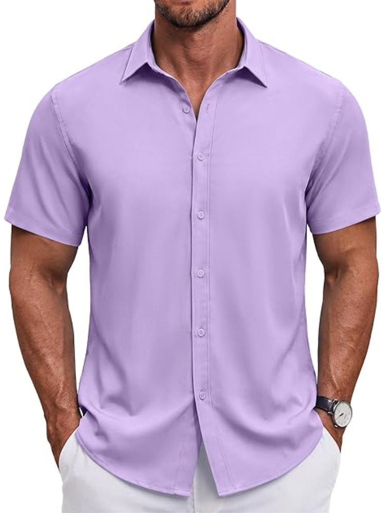 Men's Short Sleeve Casual Button-Down Shirt (US Only)