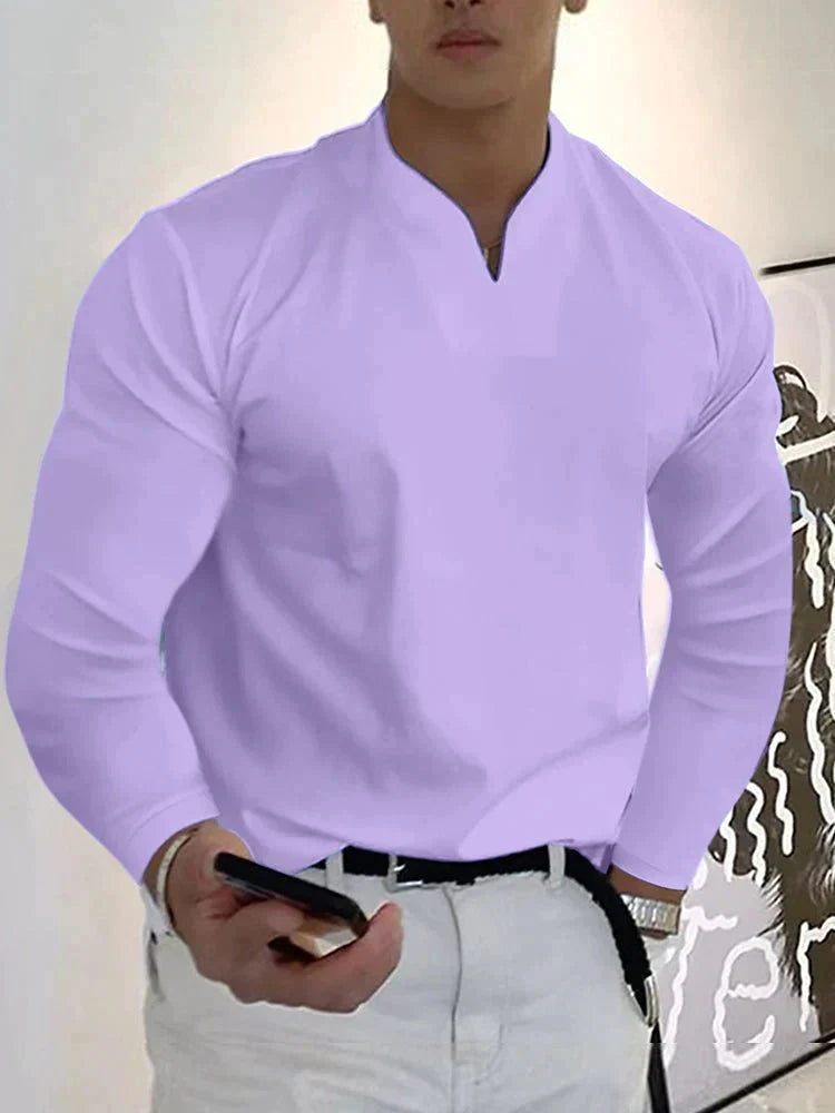 Loose V Neck Long Sleeves Shirt (Live Only)