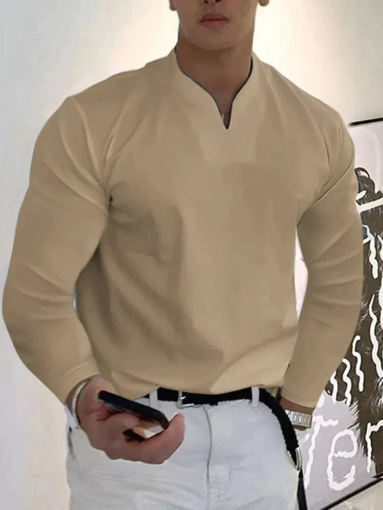 Loose V Neck Long Sleeves Shirt (Live Only)