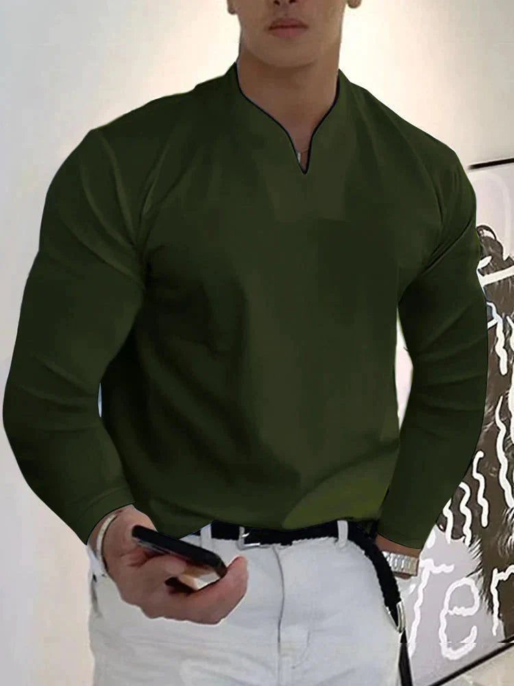 Loose V Neck Long Sleeves Shirt (Live Only)