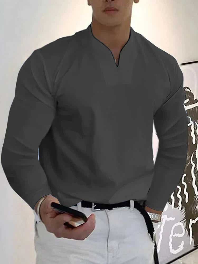 Loose V Neck Long Sleeves Shirt (Live Only)