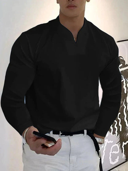Loose V Neck Long Sleeves Shirt (Live Only)