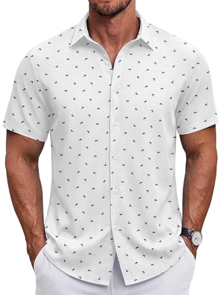 Men's Short Sleeve Casual Button-Down Shirt (US Only)