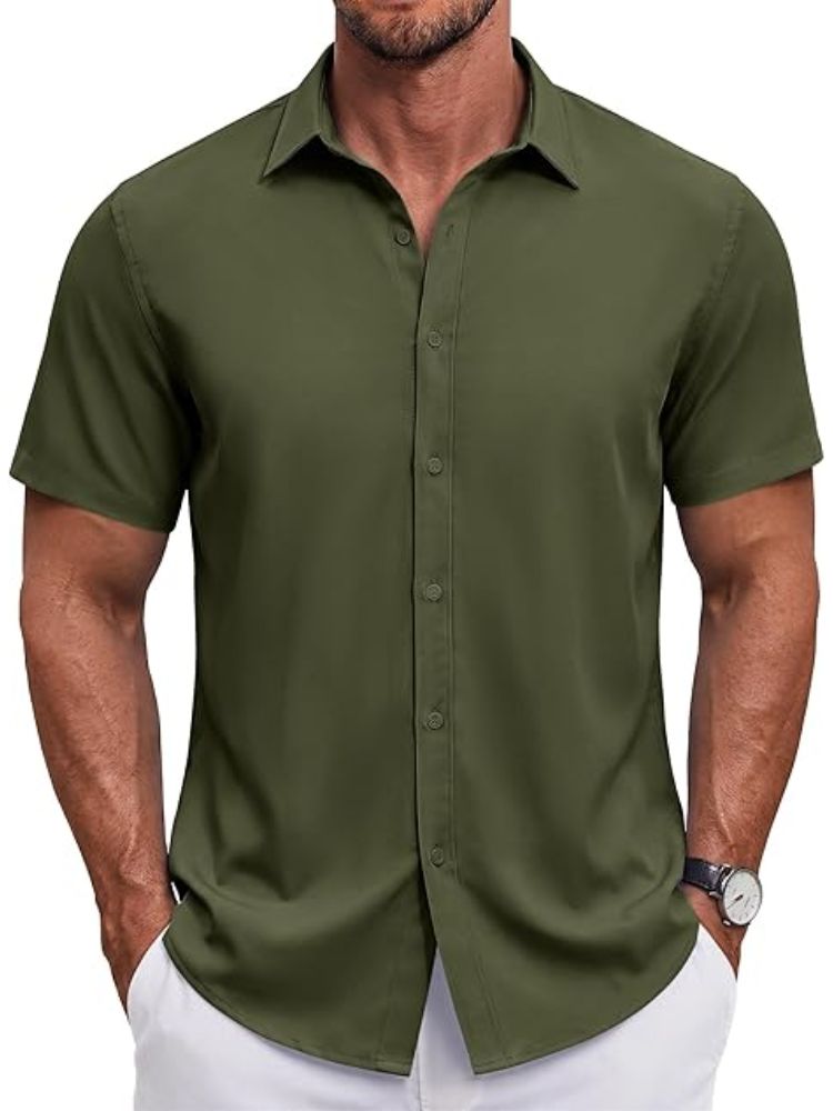 Men's Short Sleeve Casual Button-Down Shirt (US Only)