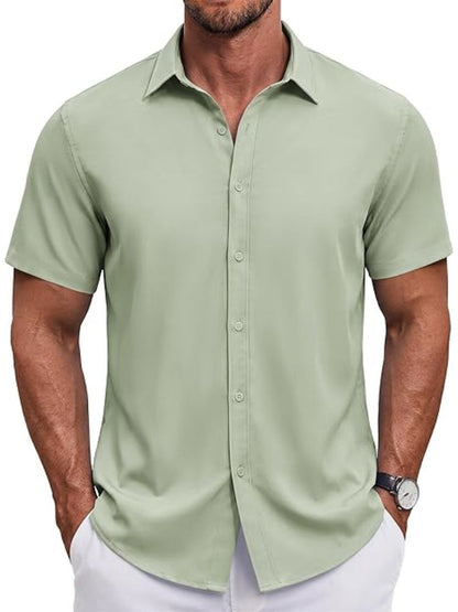Men's Short Sleeve Casual Button-Down Shirt (US Only)