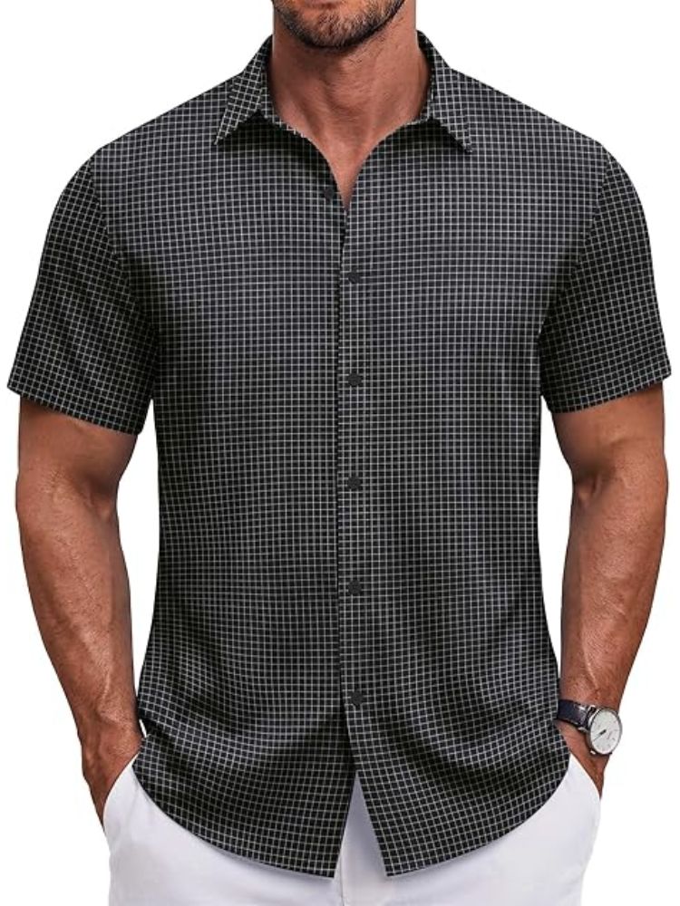 Men's Short Sleeve Casual Button-Down Shirt (US Only)