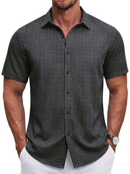 Men's Short Sleeve Casual Button-Down Shirt (US Only)