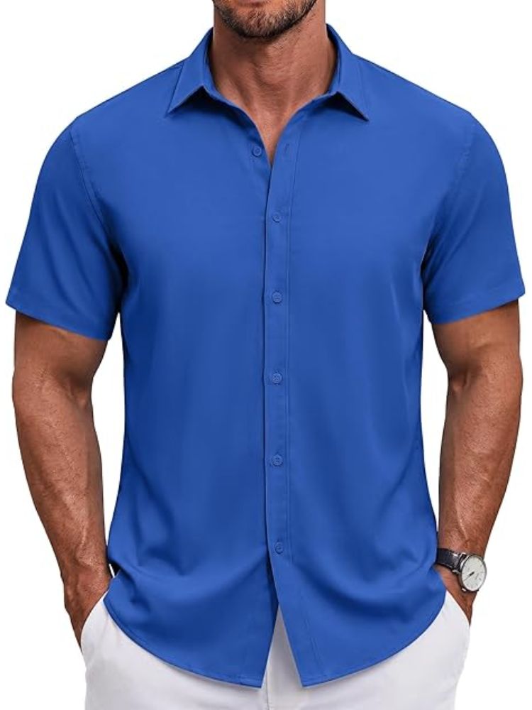 Men's Short Sleeve Casual Button-Down Shirt (US Only)