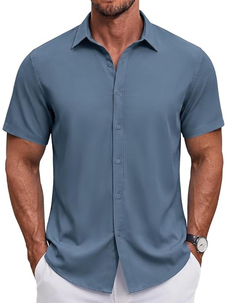 Men's Short Sleeve Casual Button-Down Shirt (US Only)