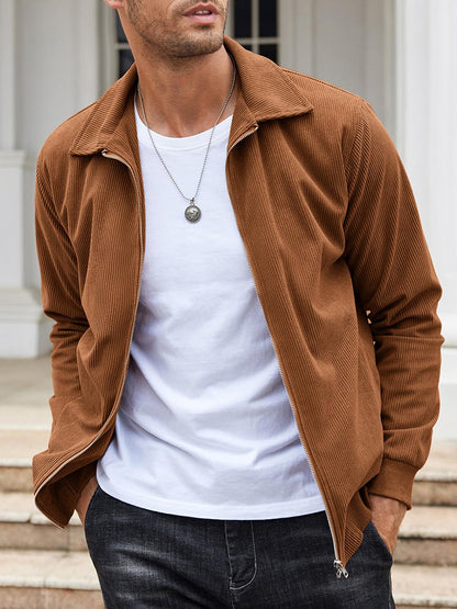 Casual Zip Up Corduroy Bomber Jacket (US Only)