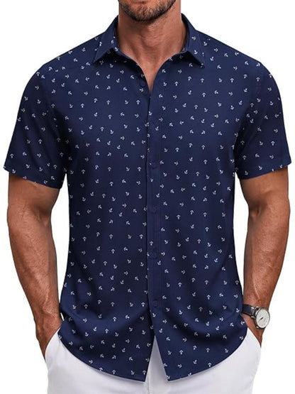 Men's Short Sleeve Casual Button-Down Shirt (US Only)