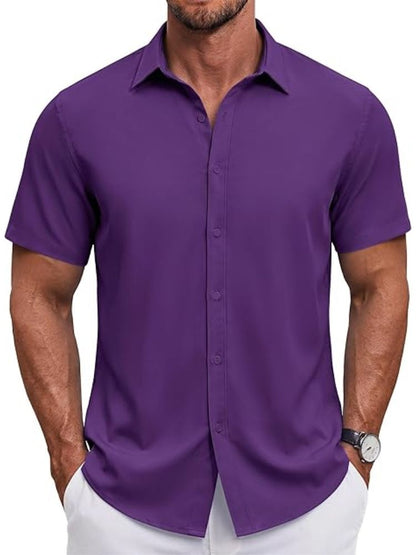 Men's Short Sleeve Casual Button-Down Shirt (US Only)
