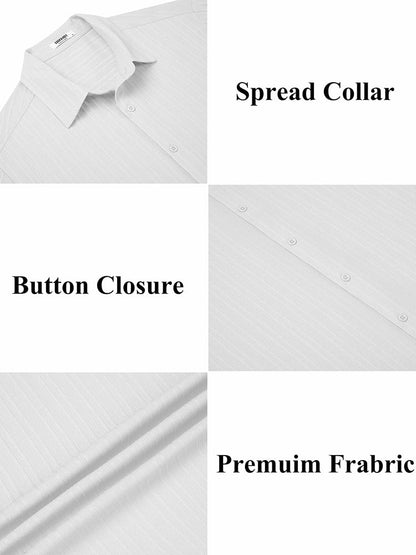 Casual Textured Summer Short Sleeve Beach Shirt (US Only)