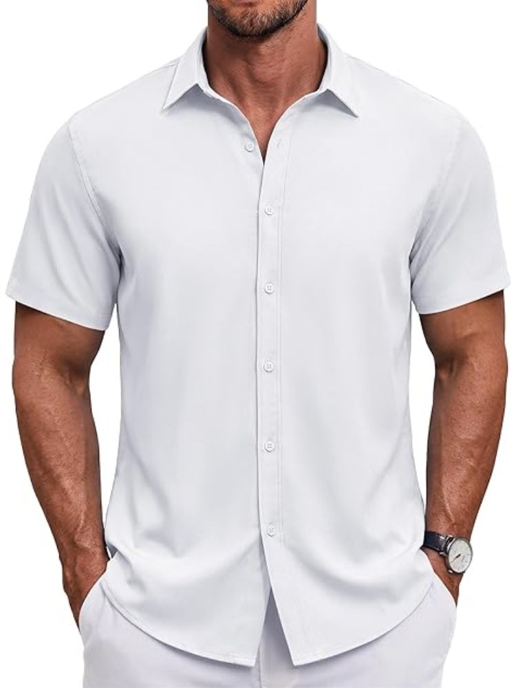 Men's Short Sleeve Casual Button-Down Shirt (US Only)