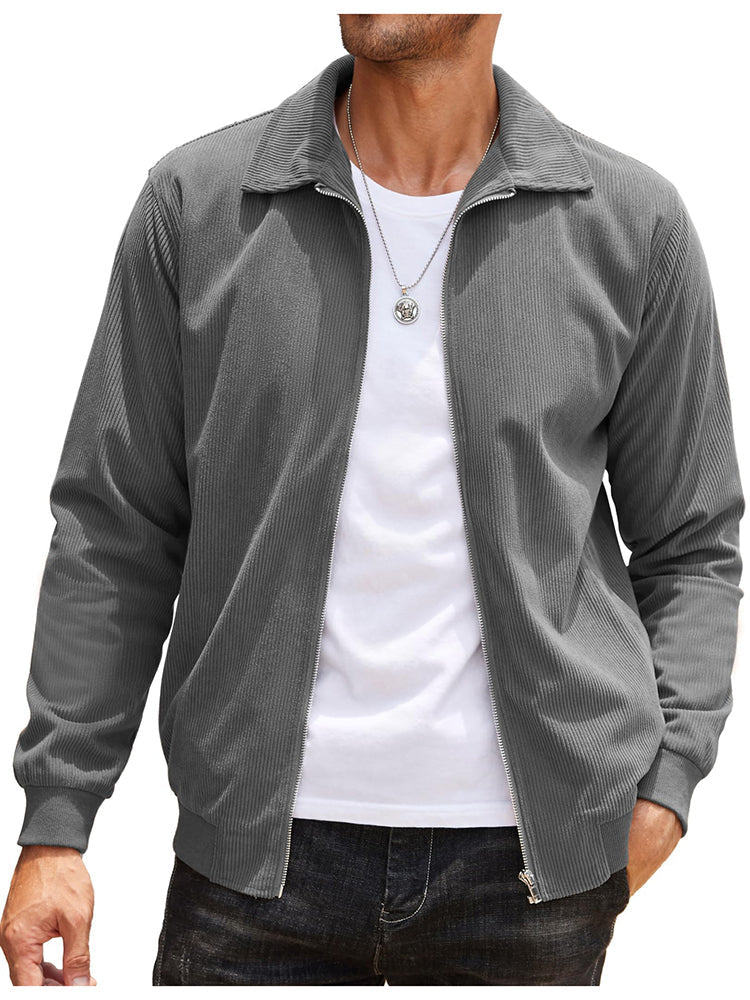 Casual Zip Up Corduroy Bomber Jacket (US Only)
