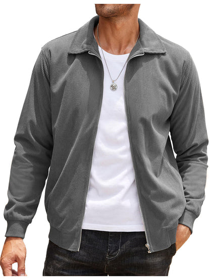 Casual Zip Up Corduroy Bomber Jacket (US Only)