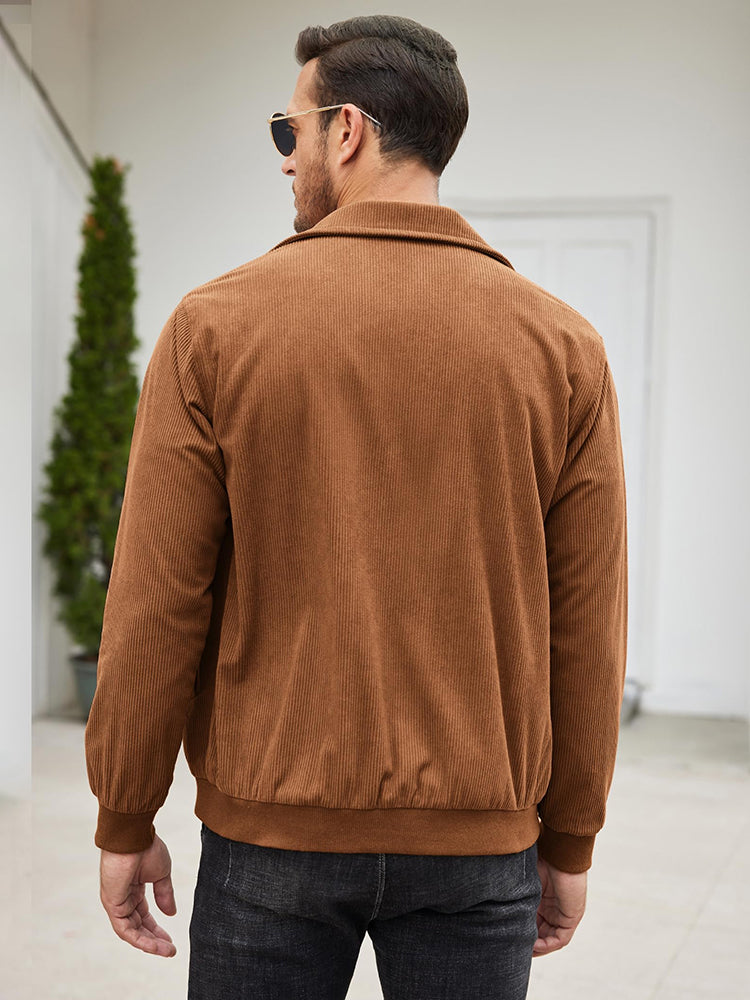 Casual Zip Up Corduroy Bomber Jacket (US Only)