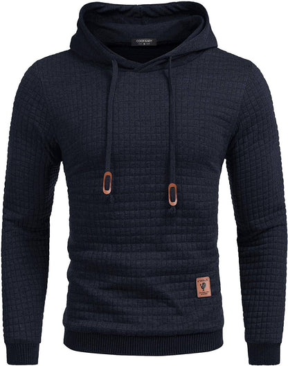 Gym Drawstring Plaid Jacquard Hoodie (US Only)