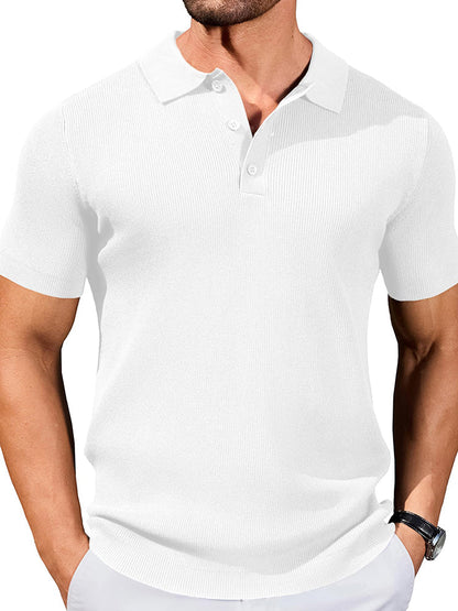 Ribbed Knit Textured Polo Shirt (US Only)