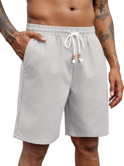 Casual Drawstring Linen Blend Shorts (US Only)
