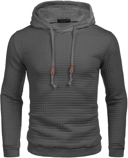 Gym Drawstring Plaid Jacquard Hoodie (US Only)