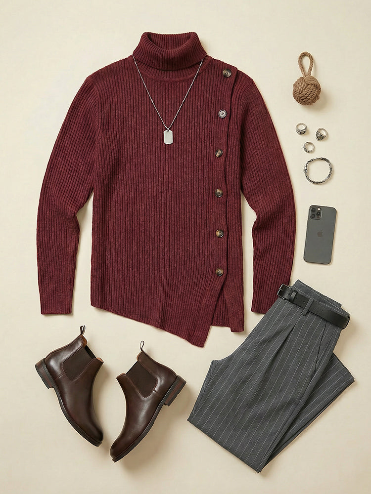 Stylish Asymmetric Cut Elastic Knit Top