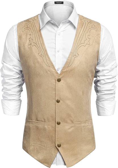 Western Suede Leather Vest Suit (US Only)