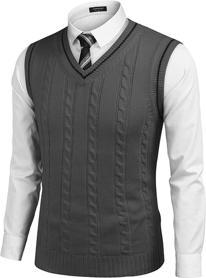 V Neck Sleeveless Knitted Pullover Vest Sweater (US Only)