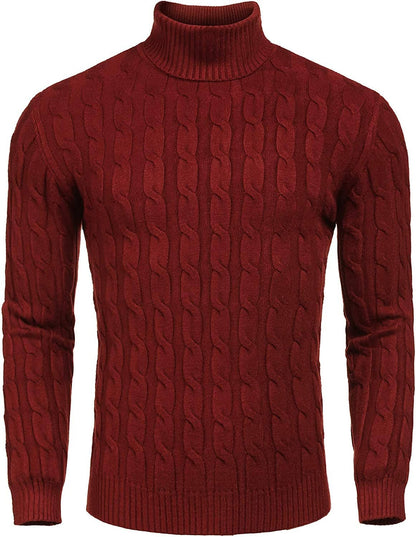 Slim Fit Turtleneck Twisted Knitted Pullover Sweater (US Only)