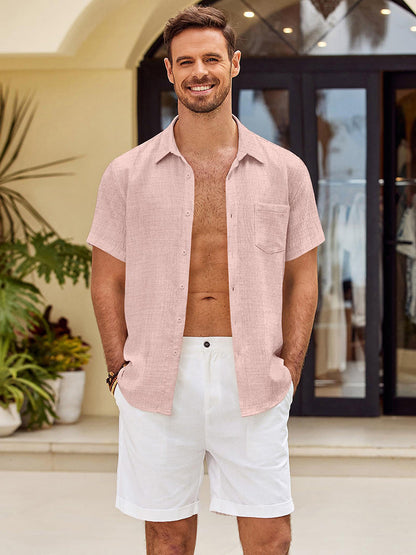Textured Short Sleeve Button Down Shirt (US Only)