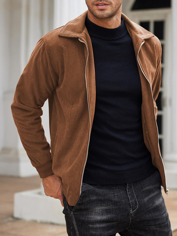 Casual Zip Up Corduroy Bomber Jacket (US Only)