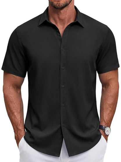 Men's Short Sleeve Casual Button-Down Shirt (US Only)