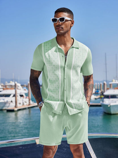 Vintage Knit Shirt Shorts Set (US Only)