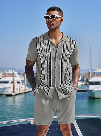 Vintage Knit Shirt Shorts Set (Live Only)