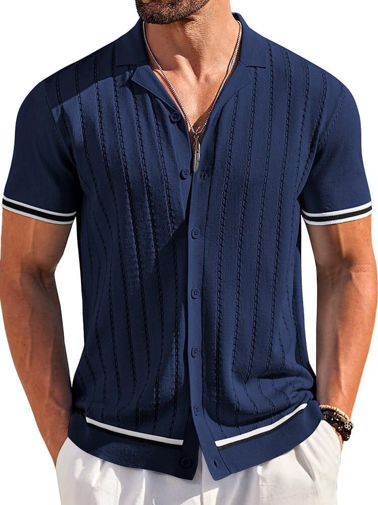Casual Striped Button Down Knit Shirt (US Only)
