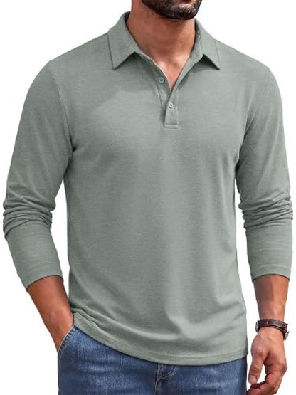 Classic Heathered Long Sleeve Polo Shirt (US Only)