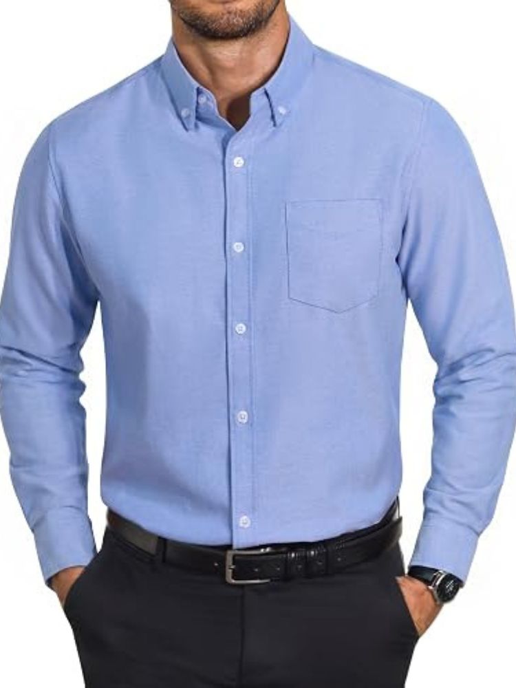 Cotton Oxford Long Sleeve Button Down Dress Shirt (US Only)