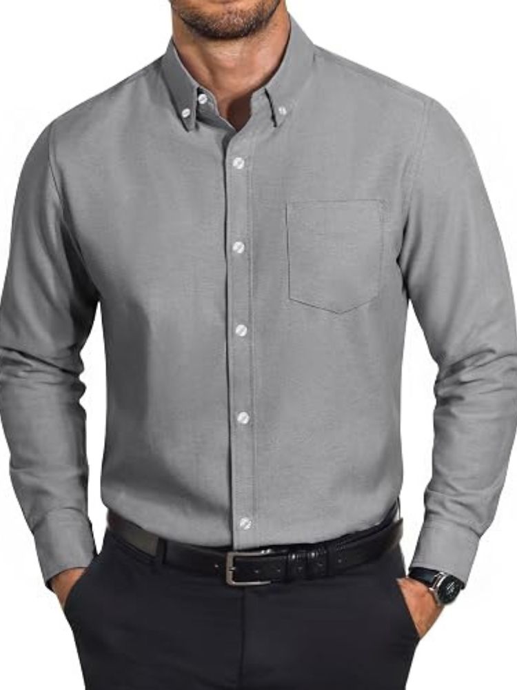 Cotton Oxford Long Sleeve Button Down Dress Shirt (US Only)