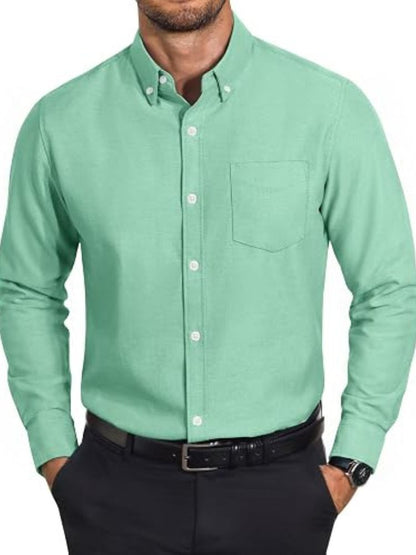 Cotton Oxford Long Sleeve Button Down Dress Shirt (US Only)