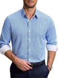 Printed Contrast Collar Long Sleeve Button Down Dress Shirt (US Only)