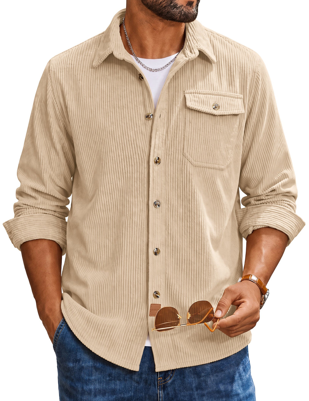 Corduroy Button Down Shirt Jacket (US Only)