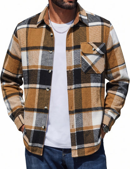 Plaid Flannel Button Down Shirt Jacket (US Only)